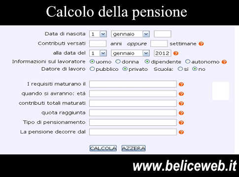 Irpef info calcolo pensione netta